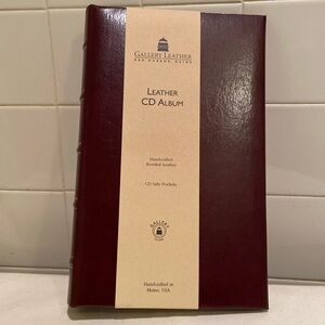 💙Gallery Leather Bar Harbor Main CD Album Handcrafted CD Safe Pockets Burgundy